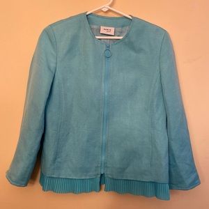 Akris Punto Linen Blend Full Zip Long Sleeve Jacket With Flutter Hem Size 6